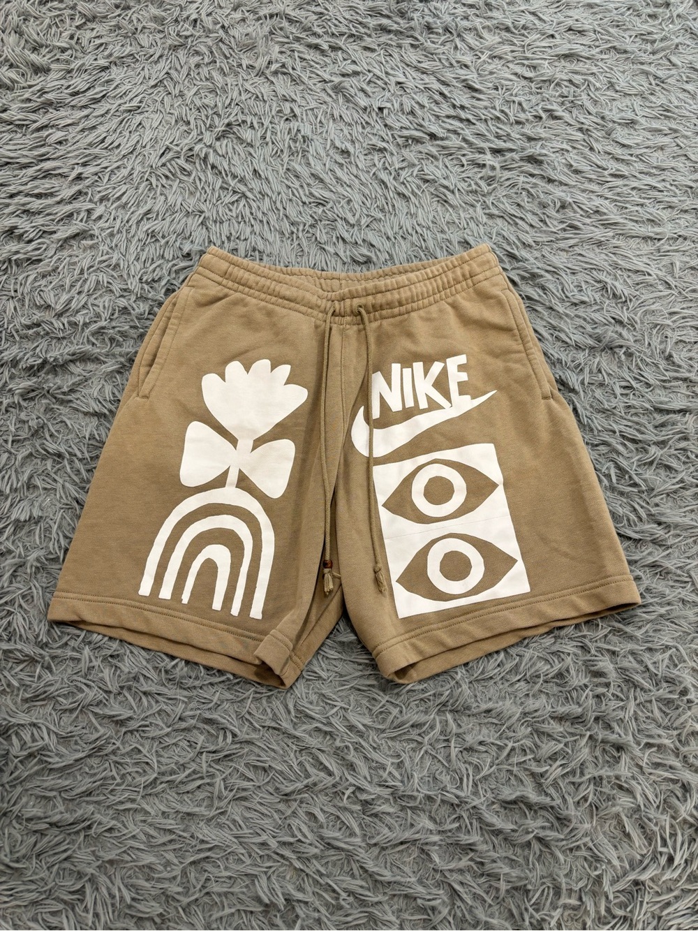 Nike Sportswear Men Khaki Small French Terry Shorts Activewear Athleisure Lounge